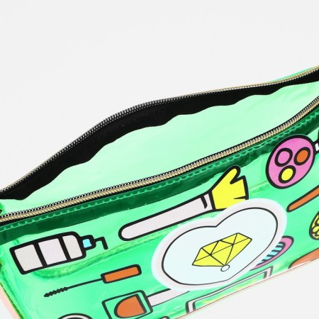 Cosmetic bag with a handle, a green color-2
