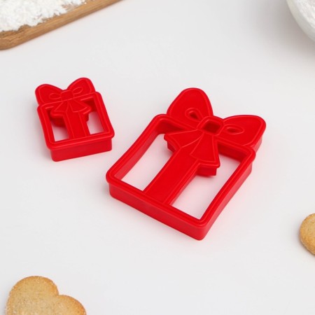 Bed -up form “Gift”, cutting, stamp, 8.5 × 6.5 cm, 5.1 × 3.9 cm, red color-2