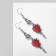 Hanging earrings "Gothic" bats, red color in silver, 7 cm