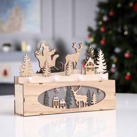 LED figure "New Year's Night" 24 × 17 × 6 cm, wood, batteries AAAH2 (not complete), glow warm white-1