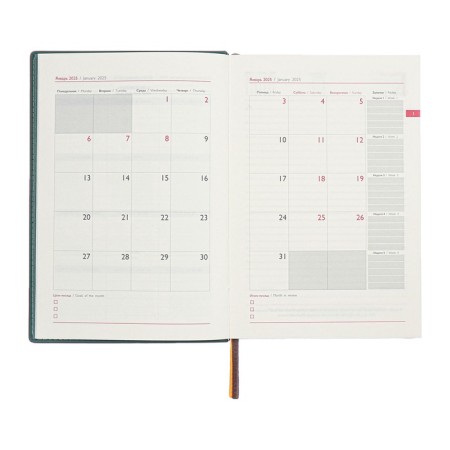 Dated 2025 diary, A5, 176 sheets of Escalada, solid cover of artificial leather, foil embossing, liesse, cream block 70 g/m2, green-10