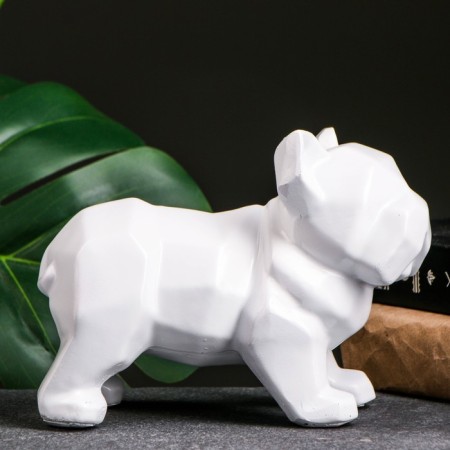 Figure "Bulldog polygonal" white, 14x19cm-1
