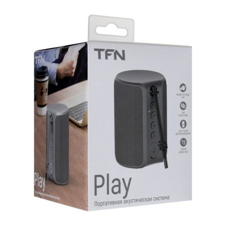 Portable column TFN Play, 5 W, MicroUSB, IPX7, 1800 mAh, gray-8