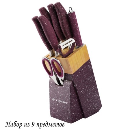 Lenardi knife set, on a stand, 9 items