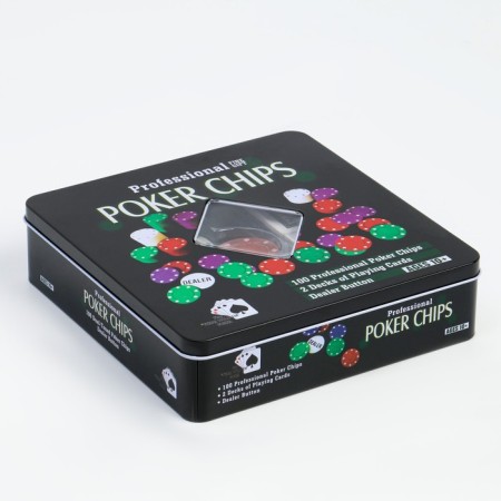 Poker, set for the game (maps 2 decks, chips 100 pcs.), Without a face value 20 x 20 cm-2