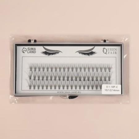 A set of overhead eyelashes "Classic", bundles, 10, 12, 14 mm, thickness 0.1 mm, bend C, 10 D-6
