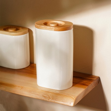 Bank for storing bulk products SL Home "Trento", 220 ml, 7.7 × 18.5 cm, ceramic, white color-1