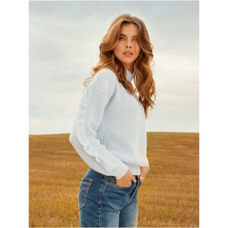 Women's sweater from the Italian yarn CONTE Elegant, size M, Ice Blue color-3