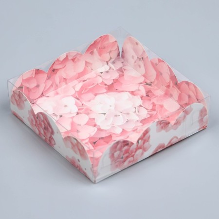 Cookie box, confectionery packaging with PVC lid, Present, 10.5 x 10.5 x 3 cm-1