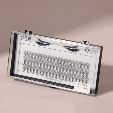 A set of overhead eyelashes "Classic", bundles, 10, 12, 14 mm, thickness 0.1 mm, bend D, 10 D-2