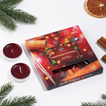 A set of tea candles flavored "Apple Strudel", 10g, 9 pieces