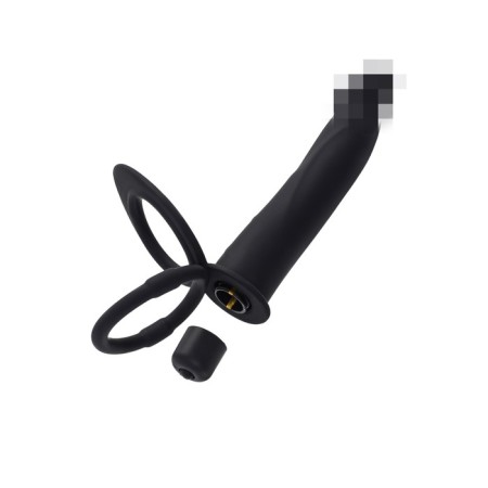 Black & Red toyfa double penetration nozzle, 19 cm, silicone, black color-3