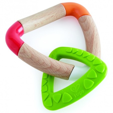 A rejector for newborns "kids", triangles, beige and green color