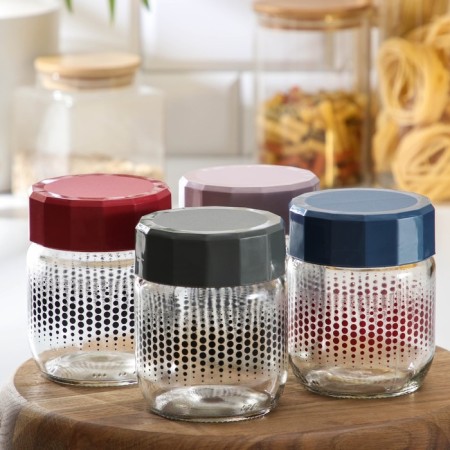 Glass Bank for bulk products "Circles", 400 ml, color mix-4