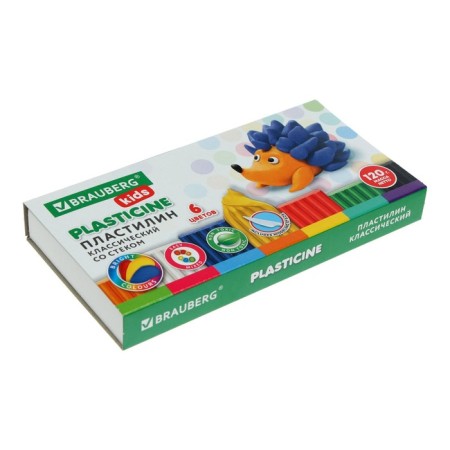 Plasticine 6 -ZV 120g Brauberg "Kids", with a stack, higher quality 106435-2