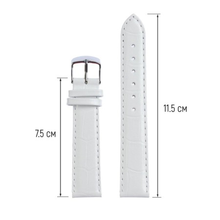 Watch strap, male, 18 mm, genuine leather, white-1