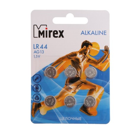 Alkalin battery Mirex, LR44, AG13, 1.5B, BLISTER, 6 pcs