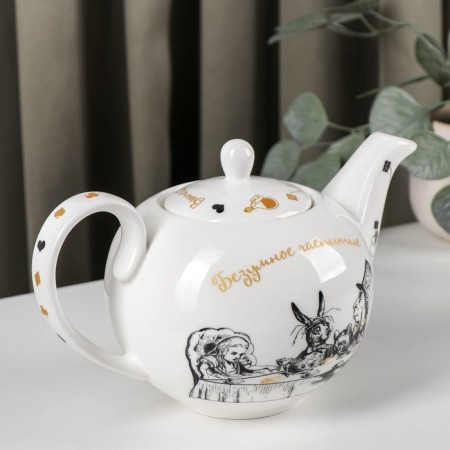 Porcelain kettle "Crazy tea party", 1.2 liters-1
