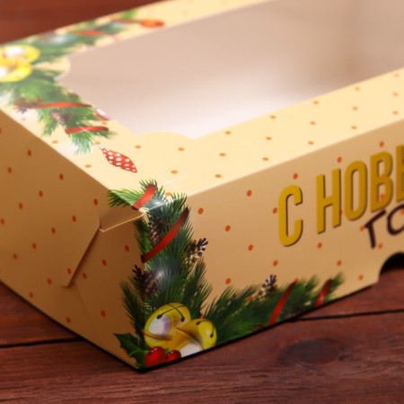 New Year. The box is folding, confectionery packaging with the "Happy New Year" window, 25 x 15 x 7 cm-2