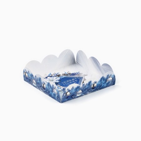 Box for confectionery products with PVC-patch “Happy New Year!”, 10.5 x 10.5 x 3 cm, New Year-3