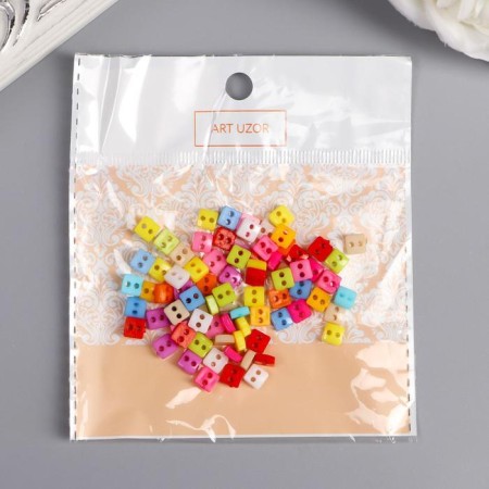 Buttons plastic for creativity 2 punctures "Color Squares" micro set 80 pcs 0.6x0.6cm-3