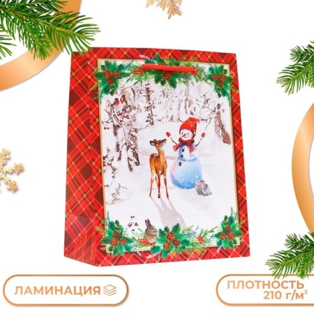 Gift package "Snowman and Deer", 18 x 22.3 x 10 cm