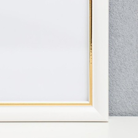 Photo frame plastic 25x25 cm, white with gold (plastic screen)-1