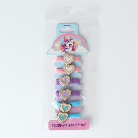 Hair elastic bands "Cute Unicorns" 6 pcs, 3.5 x 3.5 x 1 cm-7