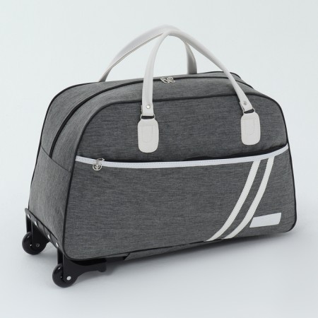 Road bag on wheels, outer pocket, gray color