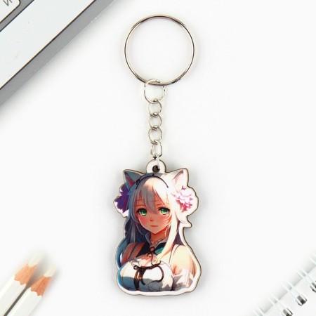 Key keychain with the icon "Girl Cat", anime-5