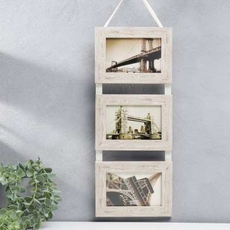Photo frame plastic in 3 photos 10x15 cm "White Bezh" on a tape 56x19x2 cm