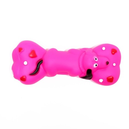 Toy squeak "Bone and dog" for dogs, 15 x 6 cm, pink-4