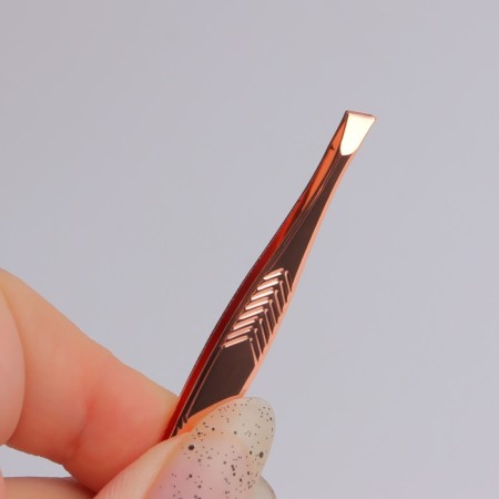 Pinzet begged, narrow, 9 cm, color pink gold-1