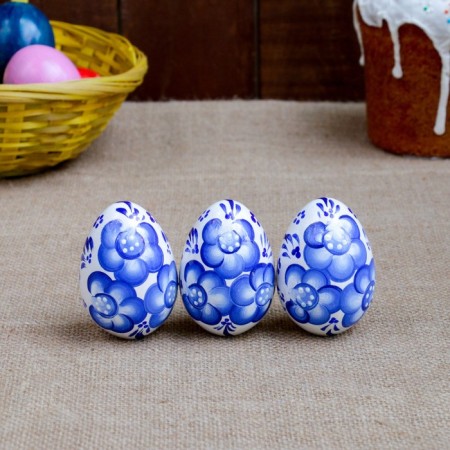 Gzhel egg, white, 7 cm-2