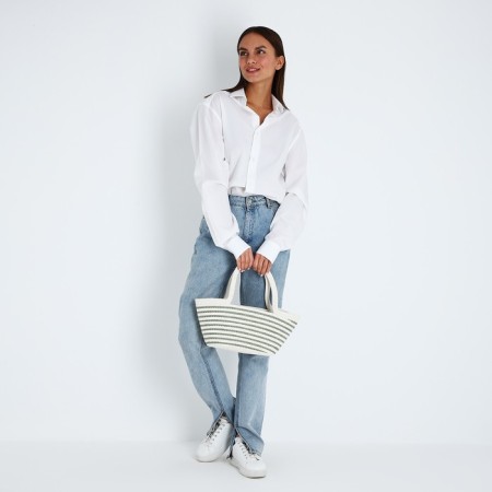 Bag-touut without fastening, white/green color-4