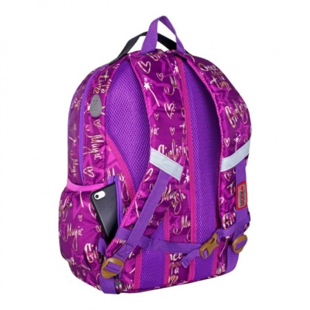 Youth backpack 43 x 29 x 18 cm, ergonomic back, Across 155, purple 155-14-3