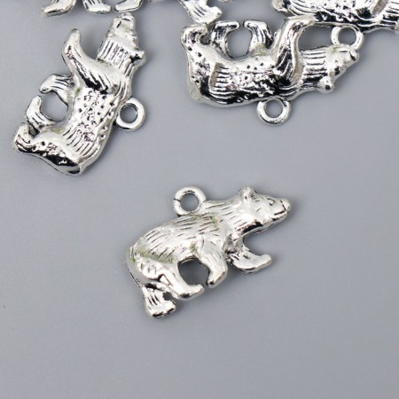 Decor Metal for creativity "Brown Bear" silver 3978 1.4x2.3 cm-1
