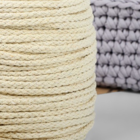 Weaving cord, cotton, d = 5 mm, 50 ± 1 m, without core, white color-1