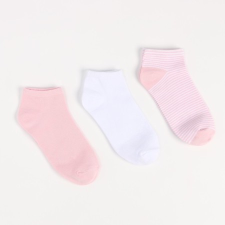 Set of women's socks (3 pairs), pink/white color, size 38-40