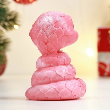 New Year. Symbol 2025. Figure soap "snake" pink with silver-2