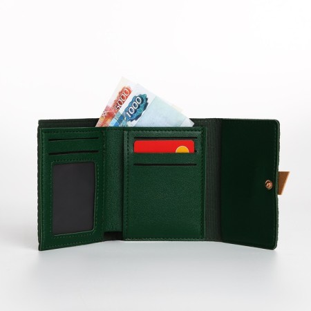 Women's wallet on the button, green color-3