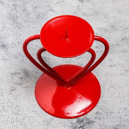 Glamur candlestick Metal per 1 candle, 9x10.2 cm, red-2