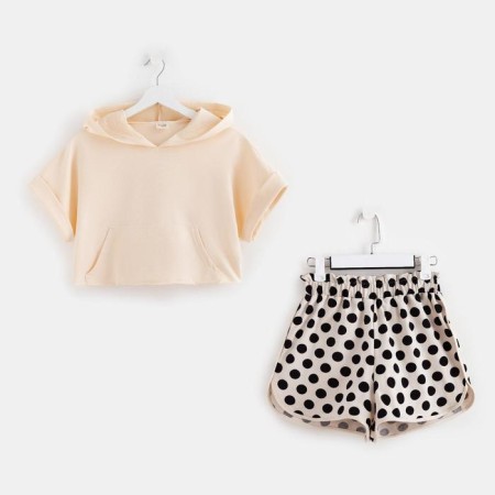 Female set (Hudy, shorts) minku: Home Collection Beige color, rr 48-5