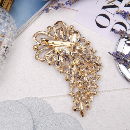 Brooch "Empress" hoar, blue in gold-1