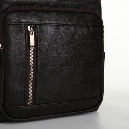 Men's bag with lightning, Terra Dever, 2 pockets, a long belt, brown color-2