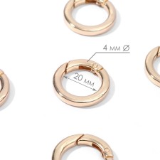 Carabin ring is flat, d = 20/28 mm, thickness - 4 mm, 5 pcs, gold color