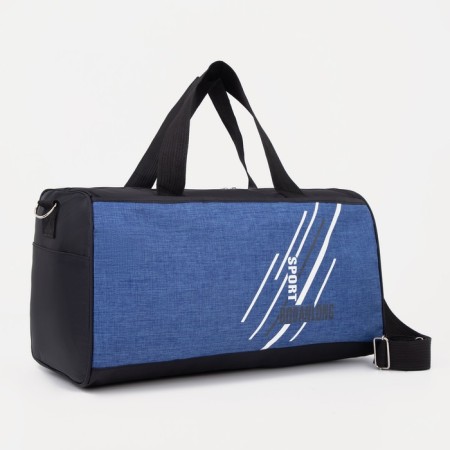 Sports bag with lightning, 2 outer pockets, black/blue color