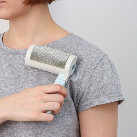 A video for clothes with a velor brush, 55 sheets, white color with blue-4