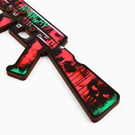 Wooden weapons, children's souvenir "Anarchy", automatic, 72.3 x 17.7 cm-3