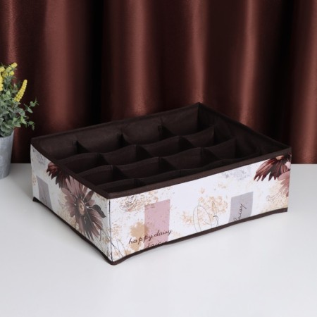 Organizer for storing linen of the Astra, 24 cells, 38 × 30 × 12 cm, brown color-1